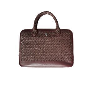 Tardini Woven Full-Grain Calfskin-Alligator Leather Briefcase Bag